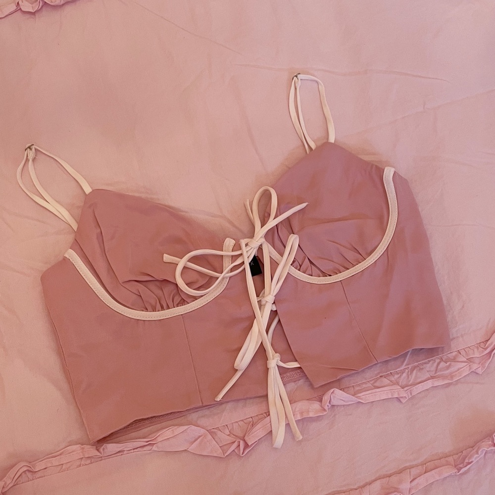 White Fox Pink Crop Top